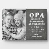 Opa Grandfather Vaderdag Kinder Foto Fotoplaat (voorkant)