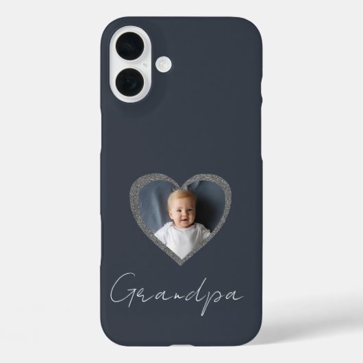 Opa Grijs Hart Klein kind Aangepaste foto Case-Mate iPhone Case (Achterkant)