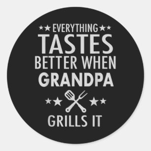 Opa Grills It - Grappige Opa Barbecue Ronde Sticker
