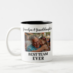 Opa Grootdochter Beste Team Ooit Custom Photo Tweekleurige Koffiemok