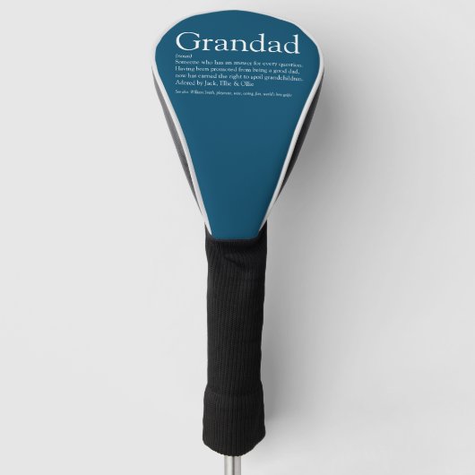 Opa Grootvader Definitie Citaat Modern Blauw Leuk Golfheadcover (Voorkant)