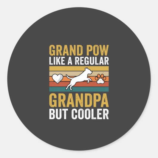 Opa Grootvader Hond Liefhebber Retro Ronde Sticker (Voorkant)