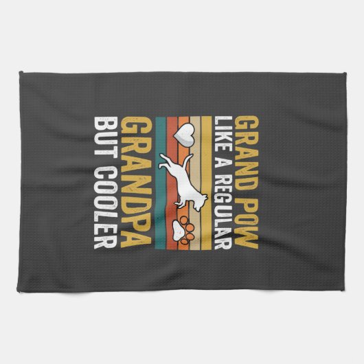 Opa Grootvader Hond Liefhebber Retro Theedoek (Horizontaal)