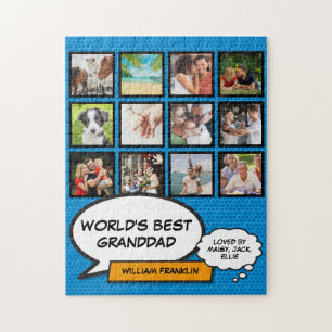 Opa, Grootvader, Opa 12 Foto Blauw Plezier Legpuzzel