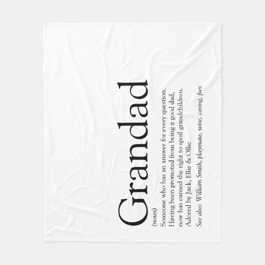Opa Grootvader Opa Definitie Fleece Deken (Voorkant)