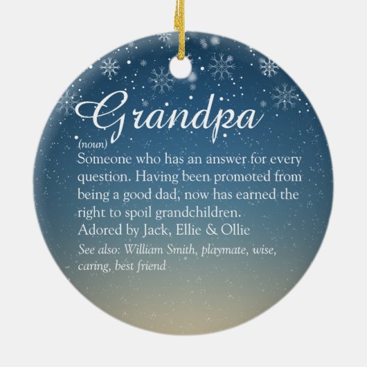 Opa Grootvader Opa Definitie Foto Kerstmis Keramisch Ornament (Achterkant)