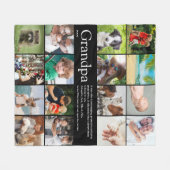 Opa Grootvader Opa Foto Collage Zwart Fleece Deken (Voorkant (Horizontaal))