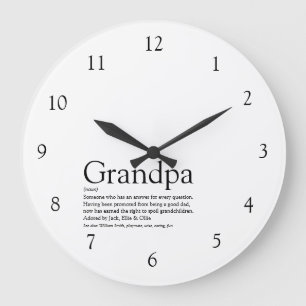 Opa Grootvader Opa Papa Zwart en Wit Grote Klok