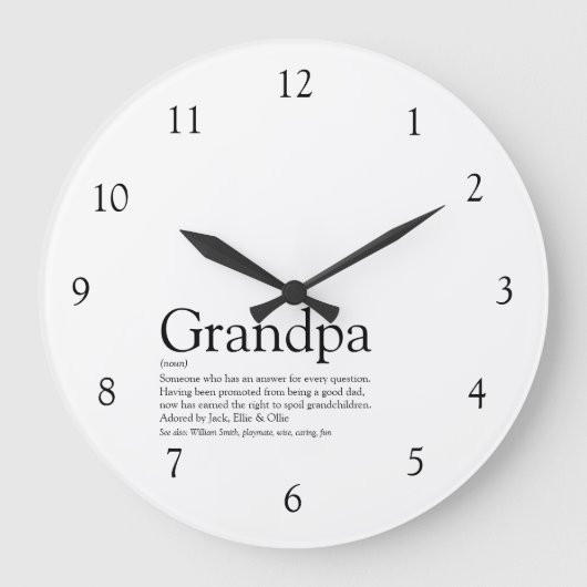 Opa Grootvader Opa Papa Zwart en Wit Grote Klok (Voorkant)