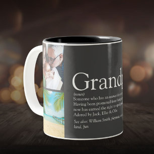 Opa Grootvader Papa Definitie 4 Foto Grijs Tweekleurige Koffiemok