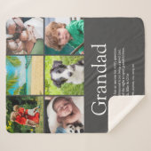 Opa Grootvader Papa Definitie 6 Foto Grijs Sherpa Deken (Voorkant (horizontaal))
