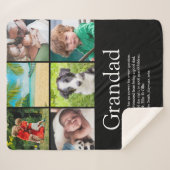 Opa Grootvader Papa Definitie 6 Foto Zwart Sherpa Deken (Voorkant (horizontaal))
