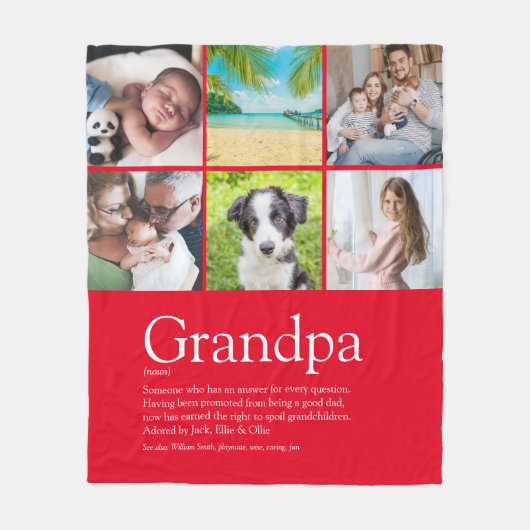 Opa Grootvader Papa Definitie Foto Pret Rood Fleece Deken (Voorkant)