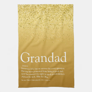 Opa, Grootvader, Papa Definitie Goud Glitter Theedoek