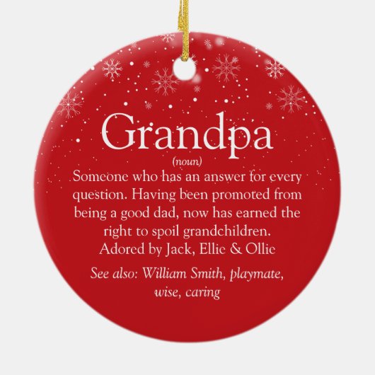 Opa Grootvader Papa Definitie Kerstmis Keramisch Ornament (Achterkant)