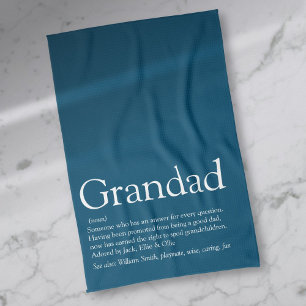 Opa Grootvader Papa Definitie Modern Blauw Theedoek
