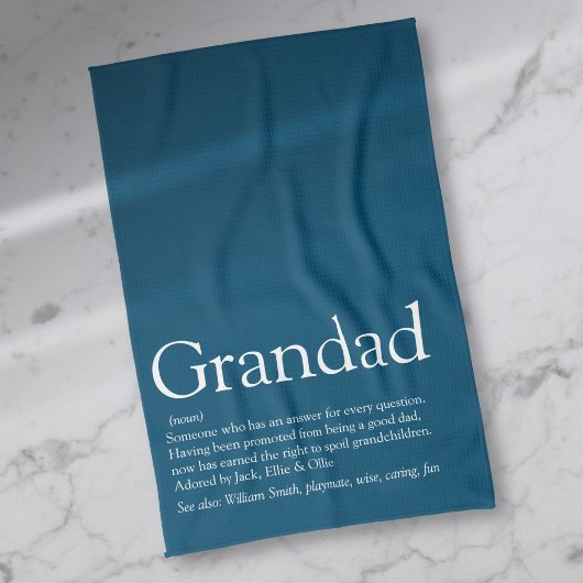 Opa Grootvader Papa Definitie Modern Blauw Theedoek