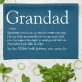 Opa Grootvader Papa Definitie Modern Blauw Theedoek (Gevouwen)