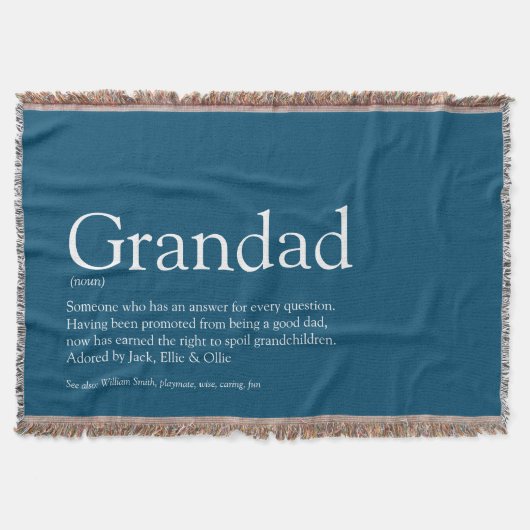 Opa Grootvader Papa Grootvader Definitie Blauw Deken (Voorkant)