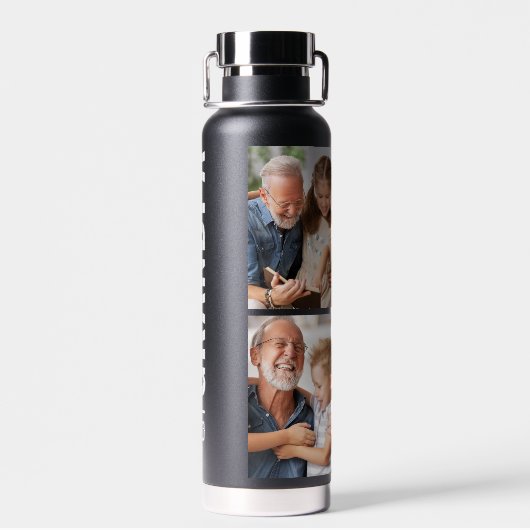 opa | Grootvader Simple 4 Photo Black Waterfles (Achterkant)