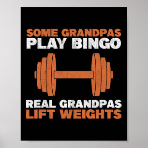 Opa Hanteert Gewichten Gym Workout Bodybuilding Ge Poster
