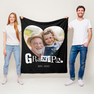 Opa Hart Opgericht Opa Foto Cadeau Fleece Deken
