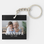 Opa heeft de moderne typografie foto opgericht sleutelhanger (Achterkant)