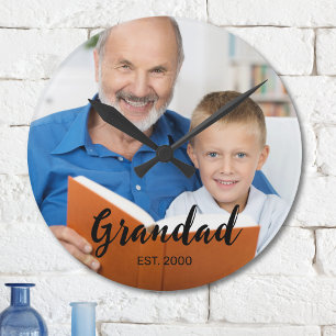 Opa heeft het moderne schrift foto ingesteld ronde klok