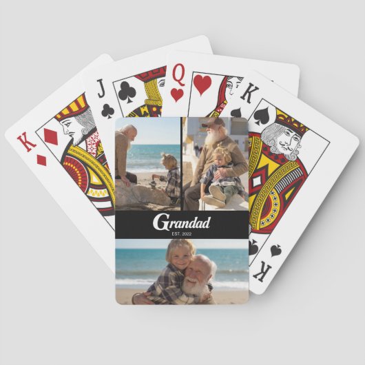 Opa heeft Modern Schrift 3 Foto ingesteld Pokerkaarten (Achterkant)