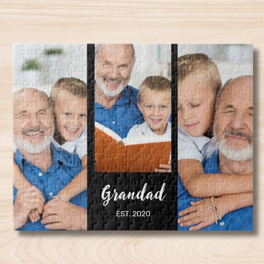 Opa heeft Modern Schrift 3 Foto opgericht Legpuzzel