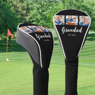 Opa heeft Modern Schrift 3 Foto Zwart opgezet Golfheadcover