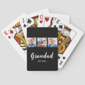 Opa heeft Modern Script 3 Foto Zwart opgezet Pokerkaarten (Achterkant)