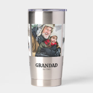 Opa heeft moderne 3 foto ingesteld geïsoleerde drinkbeker