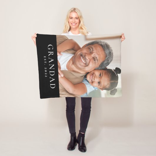Opa heeft moderne foto zwart fleece deken (In situ)