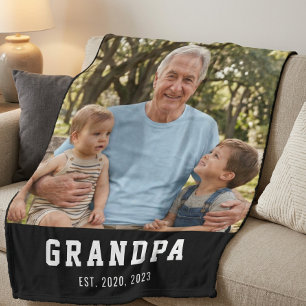 Opa heeft moderne vette witte foto opgericht fleece deken