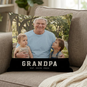 Opa heeft moderne, vette witte foto opgericht kussen