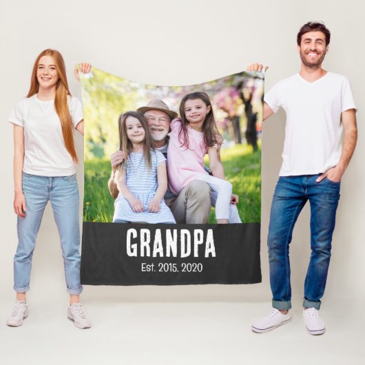 Opa heeft wit schrift foto opgericht fleece deken (In situ)