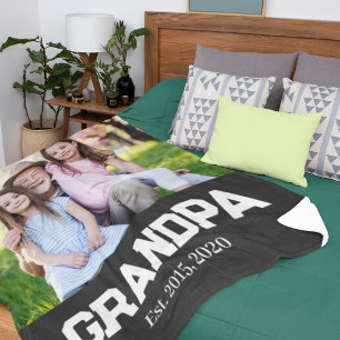 Opa heeft wit schrift foto opgericht fleece deken