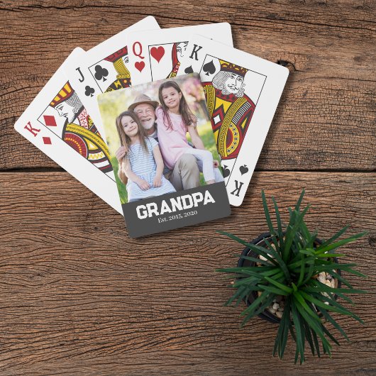 Opa heeft wit schrift foto opgericht pokerkaarten