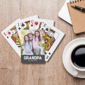 Opa heeft wit schrift foto opgericht pokerkaarten
