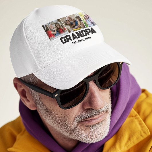 Opa heeft zwart-wit script 3 foto opgericht trucker pet