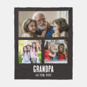 Opa heeft zwarte grunge script 3 foto ingesteld fleece deken (Voorkant)