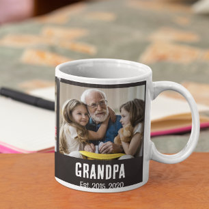Opa heeft zwarte grunge script 3 foto ingesteld koffiemok