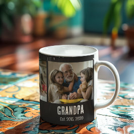 Opa heeft zwarte grunge script 3 foto ingesteld koffiemok