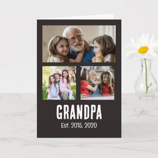 Opa heeft zwarte grunge script 3 foto opgericht kaart (Kleine Plant)