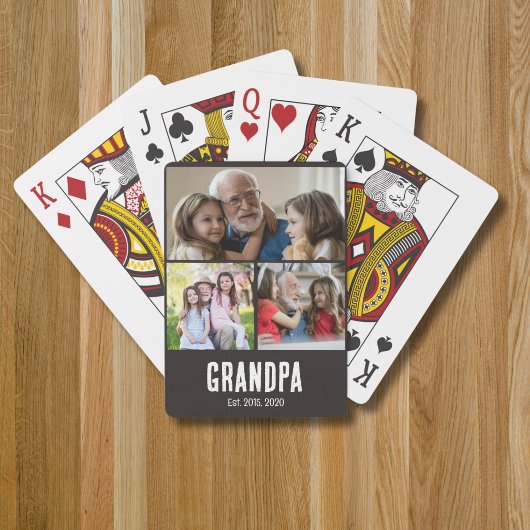 Opa heeft zwarte grunge script 3 foto opgericht pokerkaarten