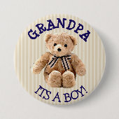 Opa, het is een Boy Teddy Bear Baby shower Button (Voorkant)
