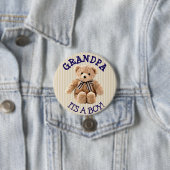 Opa, het is een Boy Teddy Bear Baby shower Button (In situ)