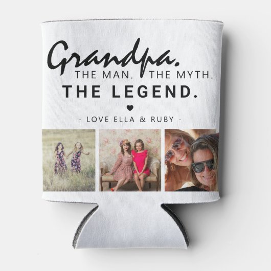 Opa. Het Man. De mythe. De Legende. 3 Foto Blikjeskoeler (Voorkant)