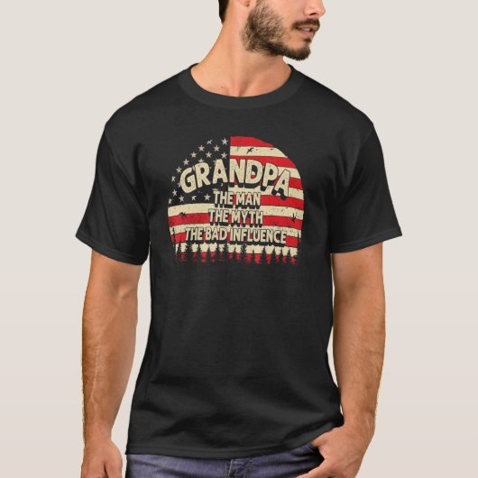 Opa het Man de mythe de slechte invloed Mannen Gra T-shirt (Voorkant)